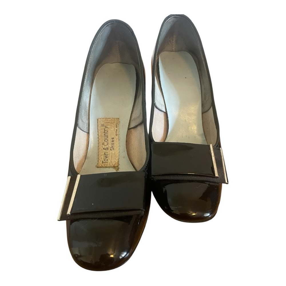 Vintage 1950’s Black Patent Leather Heels with Glossy Finish
